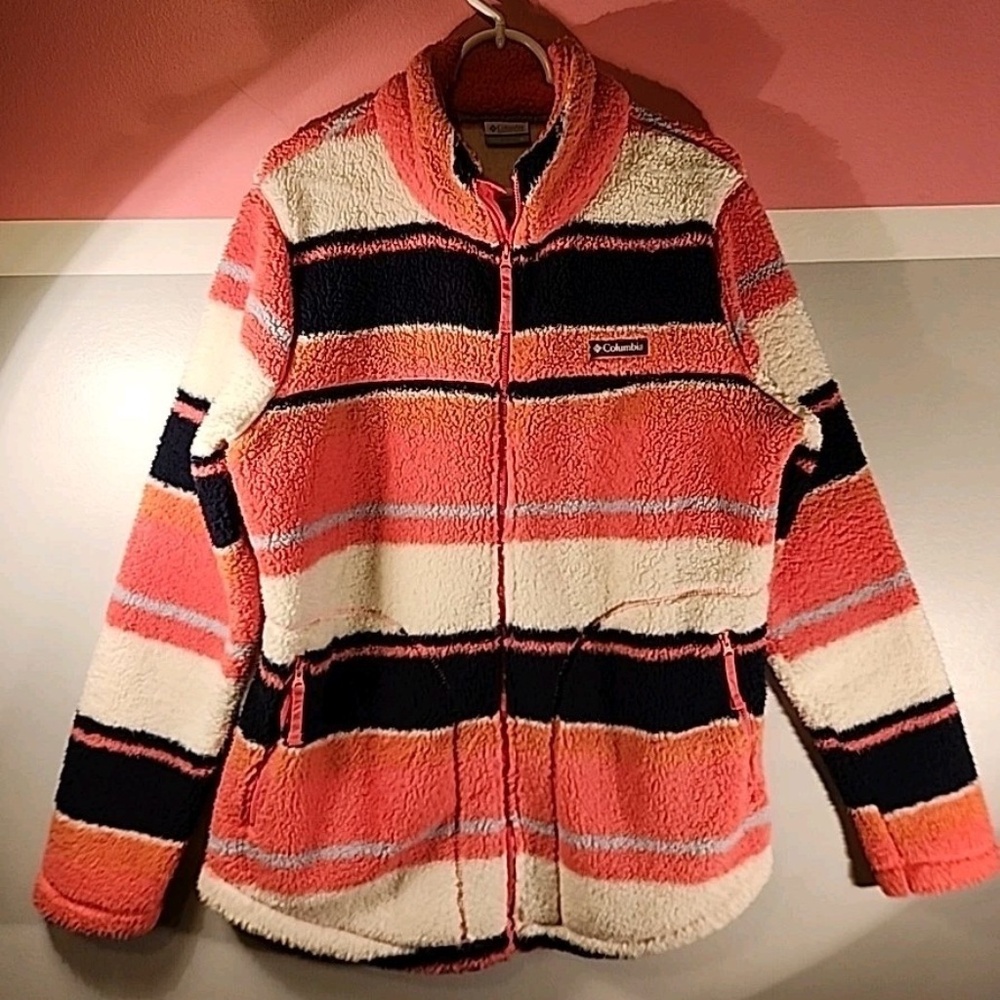 ColumbiaWest Bend Fleece Rose Serendipity Stripe pink/peach/blue XL